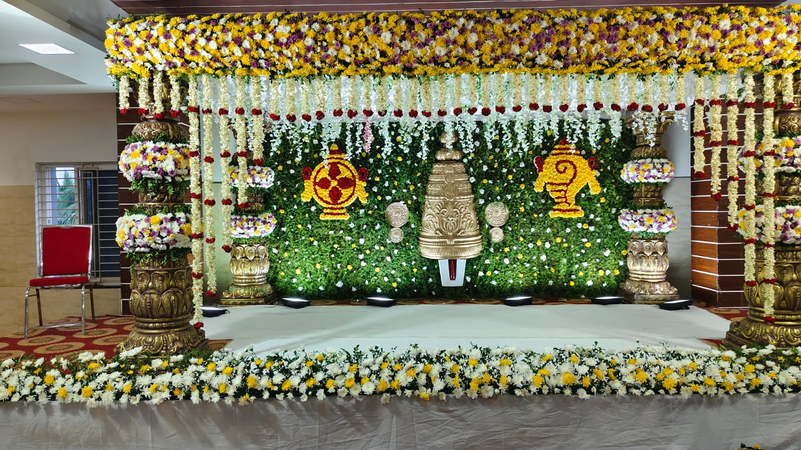Wedding celebration with beautiful decor at Buchiraju Conventions